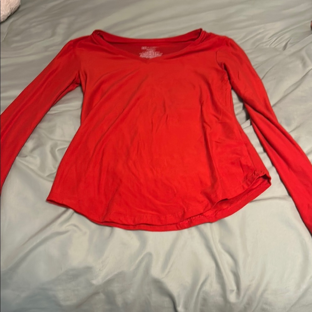 Women's Red Long Sleeve Top